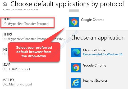 Choose Default Applications By Protocol Http Select Default Browser