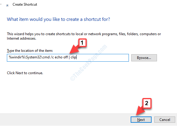 Create Shortcut Type The Location Of The Item Location Command Next