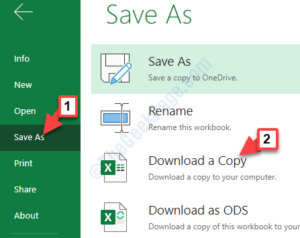 File menu Save As Download a Copy 1
