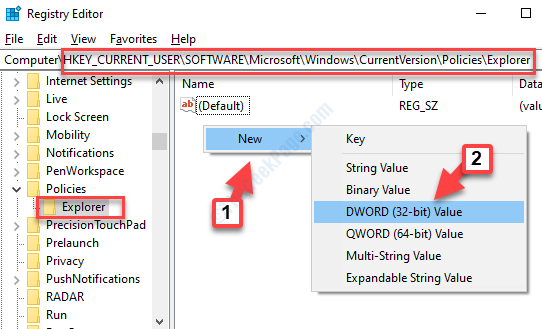 Registry Editor Navigate To Path Explorer Right Side Right Click New Dword (32 Bit) Value