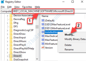 Registry Editor Navigate To Path Directx Installedversion Right Click Modify