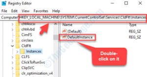 Registry Editor Navigate To Path Instances Defaultinstance Double Click