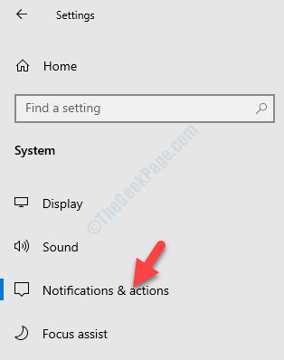 Settings System Notifications & Actions