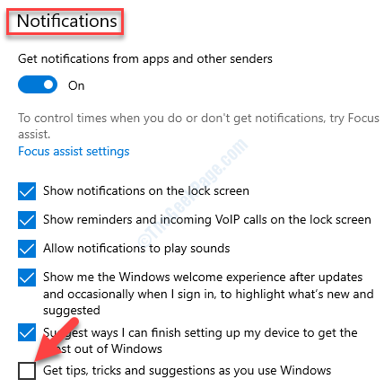 System Settings Right Side Notifications Get Tips, Tricks, And Suggestions As You Use Windows Uncheck