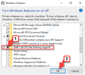 Windows Features Smb 1.0 Cifs File Sharing Support Check Ok