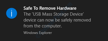 Windows Message Safe To Remove Hardware