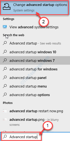 Change Advanced Startup