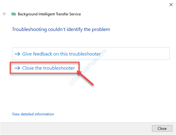 Close The Troubleshooter