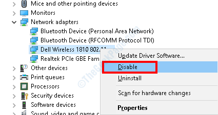 Disable Network Driver