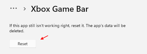 Reset Xbox Game Bar Min
