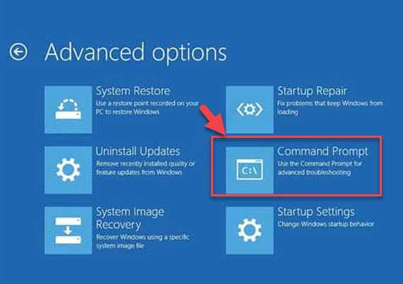 Advanced Options Command Prompt