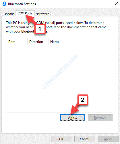 Bluetooth Settings Com Ports Add