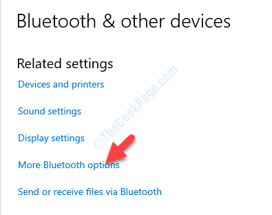 Bluetooth & Other Devices Related Settings More Bluetooth Options