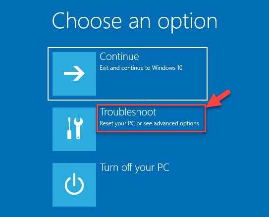 Choose And Option Troubleshoot
