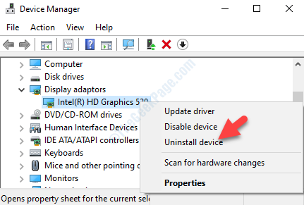 Device Manager Display Adapters Expand Graphics Driver Right Click Uninstall Device