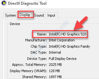 Directx Diagnostic Tool Display Tab Device Name