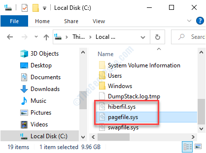 File Explorer C Drive Hiberfil.sys And Pagefile.sys Files