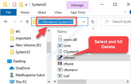 File Explorer C Drive Windows System32 Ctfmon Delete