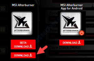 MSI Afterburner official link scroll down Download