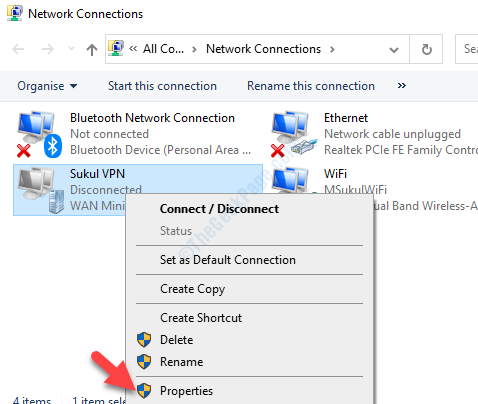 Network Connections Vpn Right Click Properties