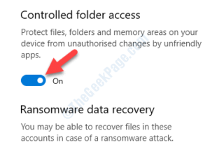 Ransomware protection Controlled folder access Turn on