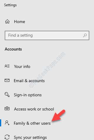 Settings Accounts Family & Other Users