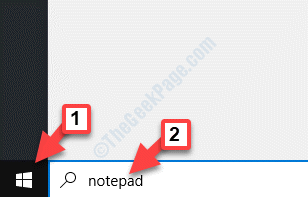 Start Windows Search Bar Notepad