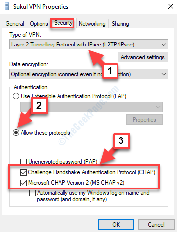 Vpn Properties Security Type Of Vpn Allow These Protocols Chap Ms Chap V2