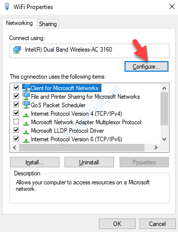 Wifi Properties Networking Tab Configure