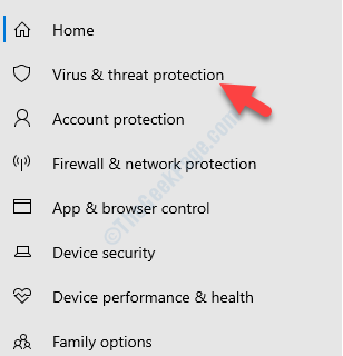 Windows Security Left Side Virus & Threat Protection