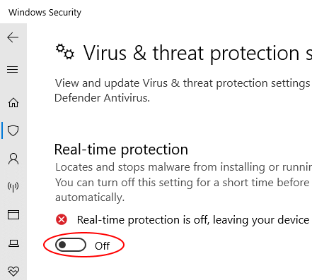 Real Time Protection Off Min