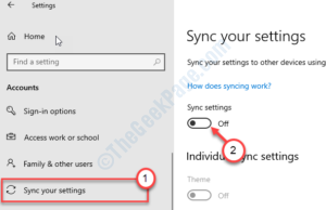 sync settings off