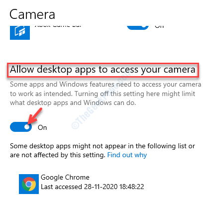 Camera Allow Desktop Apps To Access Your Camera Turn On