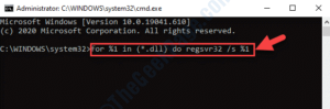Command Prompt (admin Mode) Run Command To Re Register Dll Enter