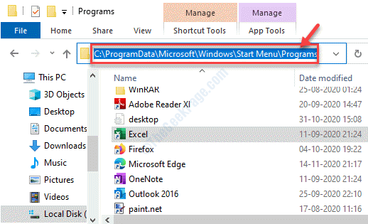 File Explorer Navigate To Programs Excel
