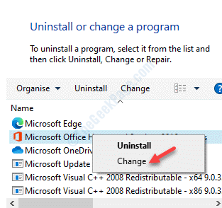 Programs And Features Uninstall Or Change A Program Microsoft Office Suite Right Click Change