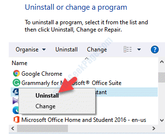 Programs And Features Uninstall Or Change A Program Select Program Right Click Uninstall