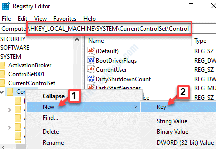 Registry Editor Navigate To Path Control Right Click New Key