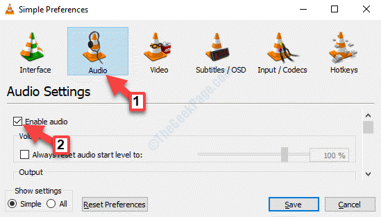 Simple Preferences Audio Audio Settings Enable Audio Check