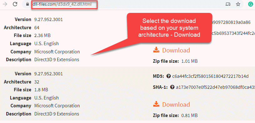 Browser Visit Dll Download Website Select Download Based On System Type Download