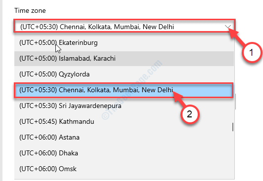 Time Zone Slection Min