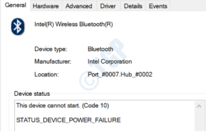 1 Status Device Power Failure