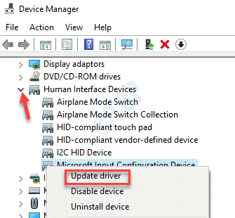 Device Manager Human Interface Devices Wacom Tablet Right Click Update Driver