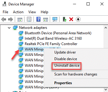 Device Manager Network Adapters Vpn Adapter Right Click Uninstall Device