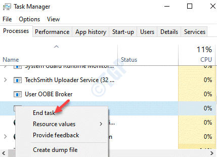 Task Manager Processes Vss Right Click End Task