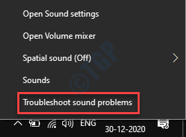 Taskbar Speaker Icon Right Click Troubleshoot Sound Problems
