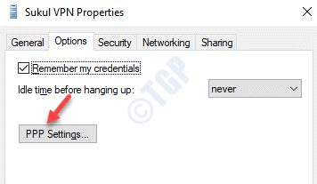 Vpn Prorperties Options Ppp Settings