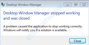 Windows Desktop Manager Error