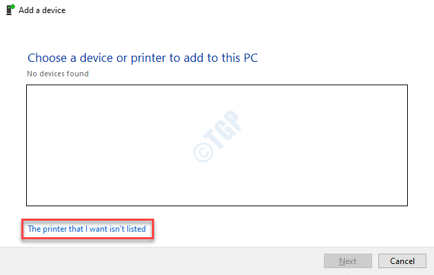 Add A Device The Printer That I Want Isnlt Listed