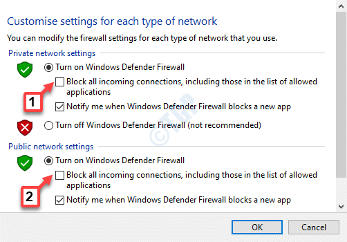 Customize Settings Block All Incoming Connections, Including Those In The List Of Allowed Applications Uncheck